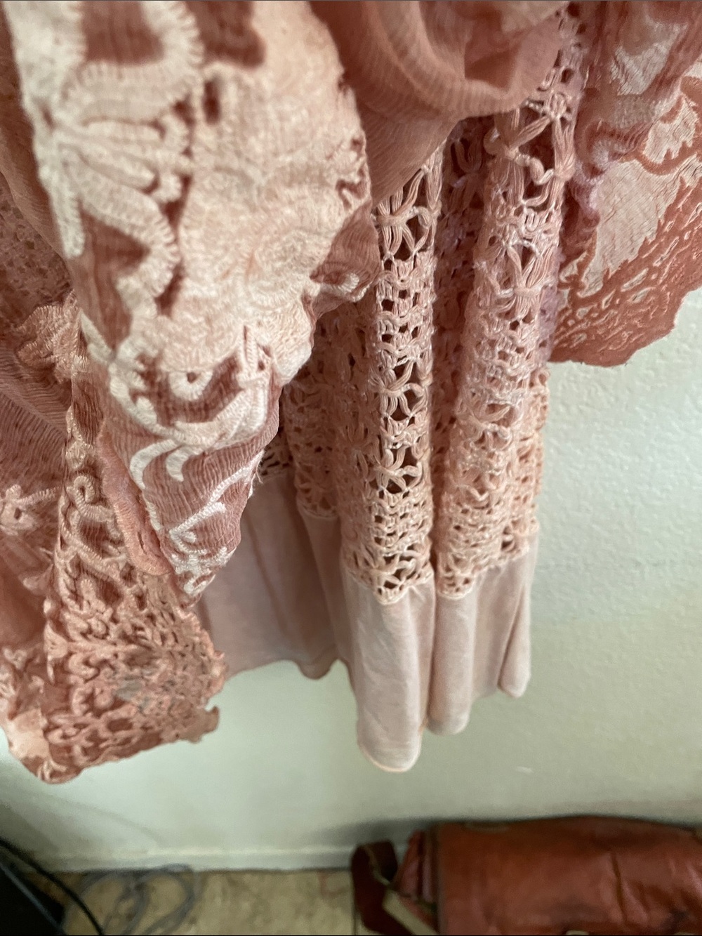 Soft Surroundings 100% silk embroidered Dusty Rose Maxi Skirt romantic M 30x41 - Picture 3 of 8